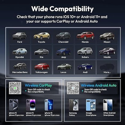 Basesailor Wireless CarPlay and Android Auto Adapter,2-in-1 2024 New Upgraded Bluetooth Car Play Dongle for Convert Factory Wired to Wireless,Fit for Cars from 2015,Apple iPhone iOS 10+,Andriod 11+