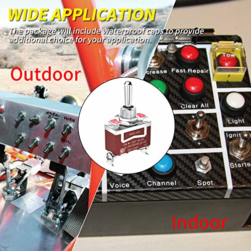 Joinfworld Waterproof Toggle Switch 12V DC 30A On Off On 3 Way SPDT 12 Volt Heavy Duty Marine Toggle Switch 3 Position 3 Pin with Weatherproof Boot Cap Cover for Car Auto Truck Boat - 3 Pack - style: ON-OFF-ON
