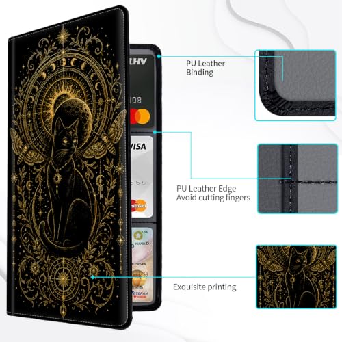 Car Registration and Insurance Card Holder Wallet, Gothic Celestial Black Cat Vehicle Document Organizer for Glove Box, Auto License & ID Card Holder Case, Slim Multi-Slot Car Paper Organizer - color: Gothic Celestial Black Cat
