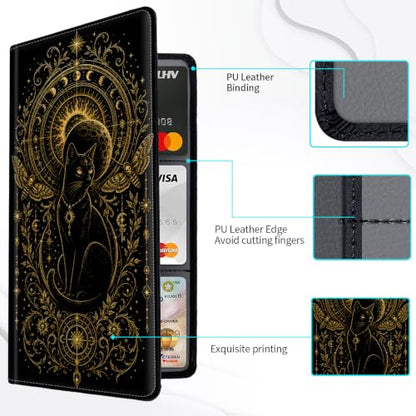 Car Registration and Insurance Card Holder Wallet, Gothic Celestial Black Cat Vehicle Document Organizer for Glove Box, Auto License & ID Card Holder Case, Slim Multi-Slot Car Paper Organizer - color: Gothic Celestial Black Cat