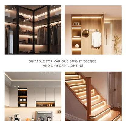 Pandery COB LED Strip Lights Warm White,24V Dimmable led Light Strip KIT with Remote and app Control,2700K 65FT/20m 8mm Wide Ra>90 Cuttable Flexible Strip Lights for Bedroom,Shelf,Cabinet - color: Warm White 2700K, size: 65FT