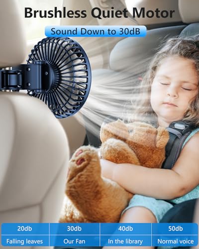 Dual Head Car Cooling Fans for Back Seat for Kids, Usb 5V/ 12V /24V Car Backseat Headrest Fan for Baby Rear Facing, Car Seat Cooler That Blow Cold Air for Vehicles Sedan Suv Rv Truck Without Ac - style: USB Powered