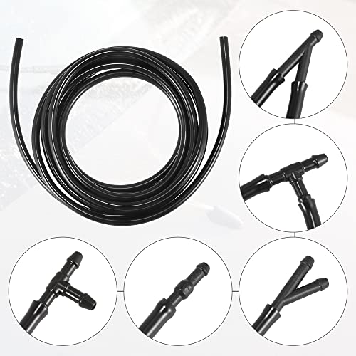 ACROPIX Front Windshield Washer Hose Kit Fit for Honda Accord with 3 Meter Washer Fluid Hose 12 Pcs Hose Connectors - Pack of 15 Black