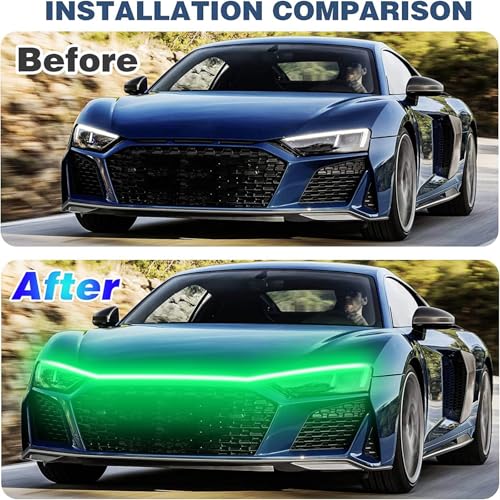 Car LED Hood Light Strip for Cars, SUVs, Trucks, Green, 70 Inch - color: Green, size: 70 Inches