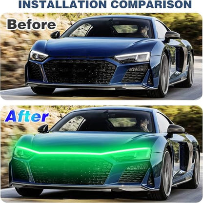 Car LED Hood Light Strip for Cars, SUVs, Trucks, Green, 70 Inch - color: Green, size: 70 Inches