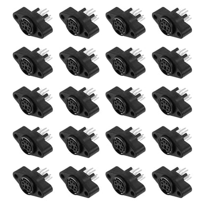 MECCANIXITY 6-Pin S-Video PCB Mount, Mini DIN Socket Female Jack Socket Connector Panel Mount for Media Player Audio Video Equipment, Pack of 15 Black