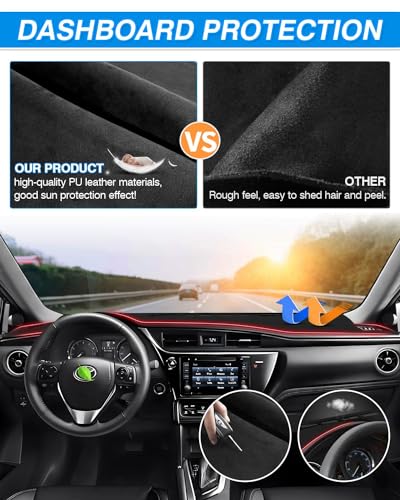 Cartist Black Dash Cover for 2014-2018 Toyota Corolla Dashboard Cover Mat - size: 14-18 Corolla(Black)