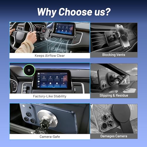 Wireless Car Charger for Chevy Suburban (2021-2023 2024, 10.2 Inch) / Tahoe/GMC Yukon/Yukon XL, iPhone Magnetic Car Mount, 15W Magsafe Phone Holder for Samsung & Google, 2022 Car Accessories - size: Chevy Suburban / Tahoe / Yukon | 2021-2024
