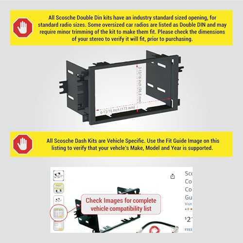 Scosche ICGM8BN Double DIN Radio Installation Dash Kit Compatible with Select 2000-2012 General Motors Vehicles - Complete Basic Aftermarket Car Stereo Install Kit- See Fit Guide Image for Vehicles - style: Complete Installation Kit