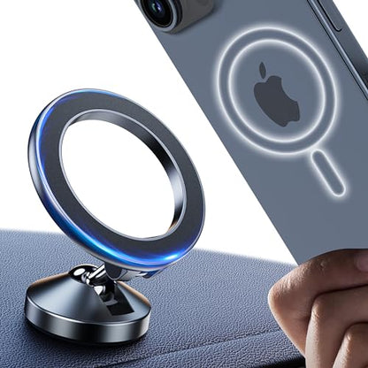 2024 Upgrade for MagSafe Car Mount Dashboard [360° Rotation All-Metal] [Strongest Magnets] Magnetic Phone Holder for Car Dash, HandsFree Car Phone Holder for iPhone 16 15 14 13 12 Pro Max Plus Mini - color: Premium Black