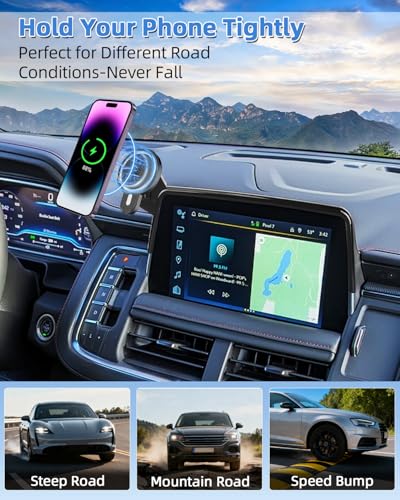 PZK Magnetic Car Phone Mount for 2021-2024 Chevy Tahoe/Suburban/GMC Yukon - color: Magsafe+ Wireless Charger, size: Tahoe/Suburban/GMC Yukon/GMC Yukon XL 2021-2024