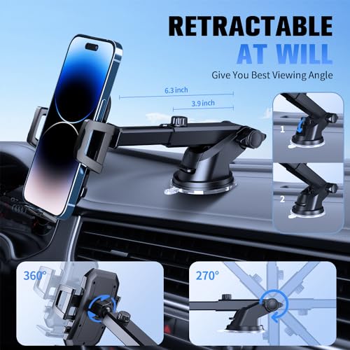 SUUSON Upgraded 3-in-1 Car Phone Holder Mount for Car, Carbon Black - color: Carbon Black