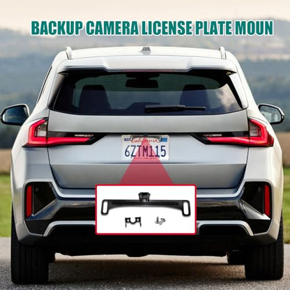 Backup Camera Mount with License Plate Holder and Universal Mirror Bracket