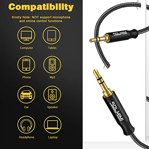 Aux Cord for Car Lossless Auxiliary Cord Nylon Braid, Male to Male 3.5mm Audio Cable (3.9 ft/1.2 m) for Home Stereo Headphone Speaker PC Laptop Smartphone and More –Matte Black - style: MTM