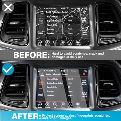 Karltys [Upgrade] 2 Pack Screen Protector for Dodge Challenger 8.4-Inch 2015~2023 [No Glare & Fingerprint] Tempered Glass Dodge Challenger for Models SRT 392 Hellcat Uconnect Accessories - size: 8.4 Inch 2015~2023 Dodge Challenger