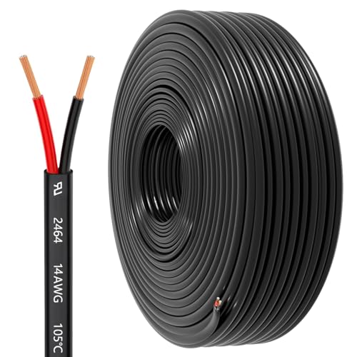 14 Gauge 2 Conductor Electrical Wire, 14 AWG 2.08mm Wire PVC Cord, 12V/24V DC Low Voltage/Copper-clad Aluminum(CCA)Flexible/2 Wire for Automotive LED Strips Lamp Lighting Marine(9.2M/30FT) - color: 14AWC, size: 30FT