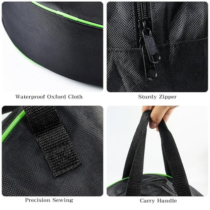 Klmnop 15.7 Inch Jumper Cable Bag - Round Waterproof Storage Bag, Organizer for EV & Garden Hoses (Black)