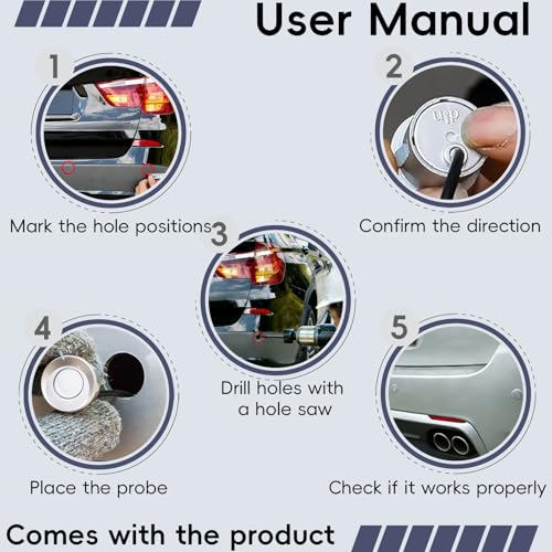 Backup Parktronic System 8-Sensor with LCD Display & Car Keychain,Distance Detection (Meter/Feet),English/Spanish/Beep Alert Options 20 Color Probes:8 Main Colors 20mm Compact Elegant Design - color: Champagne Gold