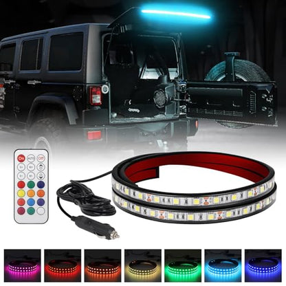 XRIDONSEN 40 Inch RGBW Rear Window Lift Gate Dome Light Strip Back Glass Tailgate Hatch Trunk Cargo Camping Light RF Wireless Remote Compatible with Jeep Wrangler JL JK YJ TJ JKU JLU 2/4-Door SUV