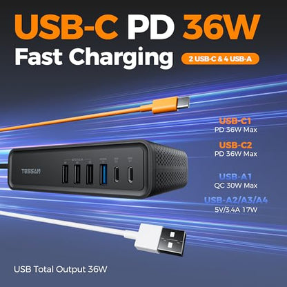 TESSAN 200W Car Power Inverter, 36W USB C Car Charger Adapter Fast Charging - size: 36W