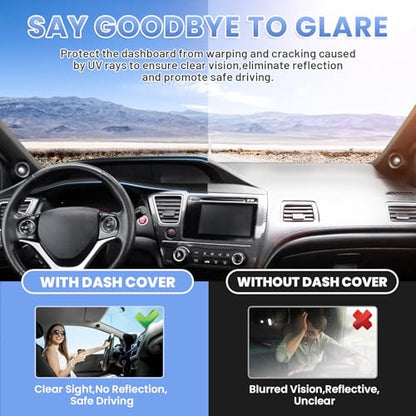 Sunsdrew Dashboard Cover Mat for 2012-2015 Honda Civic Dash Cover - size: 16-21 Civic Dash Cover