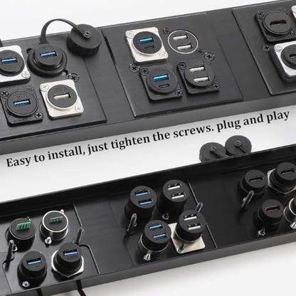 PENGLIN 2PCS Dual USB Panel Mount Adapter, USB-C 3.1 & USB 3.0 Data Socket - color: Black, size: 2PCS