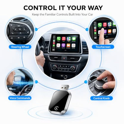 Wireless CarPlay and Android Auto Adapter for Factory Wired Systems,Silver