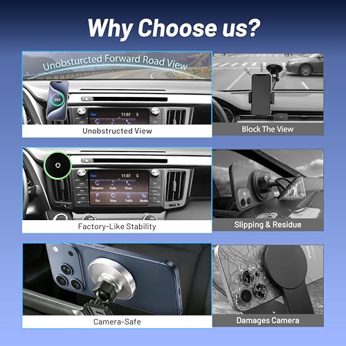 Phone Mount for Toyota RAV4 (2013-2018),15W Wireless Car Charger,Magnetic Phone Holder,Dashboard Hands Free Mobile Holder,360° Adjustable,2014 2015 2016 2017 RAV-4 Interior Accessories,New Car Gifts - size: Toyota RAV4 | 2013-2018