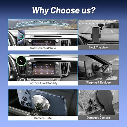 Phone Mount for Toyota RAV4 (2013-2018),15W Wireless Car Charger,Magnetic Phone Holder,Dashboard Hands Free Mobile Holder,360° Adjustable,2014 2015 2016 2017 RAV-4 Interior Accessories,New Car Gifts - size: Toyota RAV4 | 2013-2018
