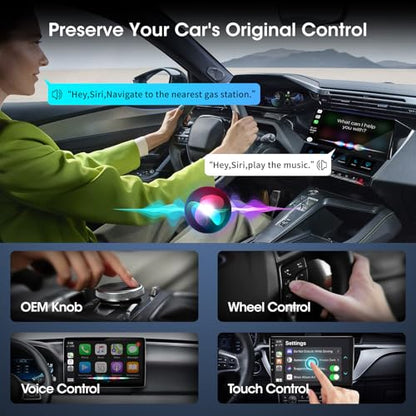 Wireless Carplay Adapter for iPhone, Convert Wired to Apple Carplay Wireless Adapter, Mini Size with Bluetooth 5.3 WiFi 5.8 GHz, Plug and Play, Connection Stable No Delay - color: Black