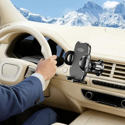 Car Phone Holder, 360° Rotatation Vehicle Air Vent Cell Phone Mount with Hook Clip, Hands Free Automotive Interior Smartphones Cradle, Universal for Most Vehicles (Black) - color: Black