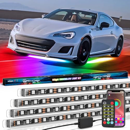 Nilight 4PCS Aluminum Dream Color LED Underglow Strip Lights APP & Remote - color: 4Pcs Aluminum Underglow Strip Lights Dream Color