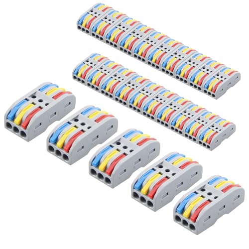 ALITOVE 25pcs Lever Wire Connectors 3 Port Quick Wire Connector 3 in 3 Out - size: 25PCS, style: 3 in 3 out