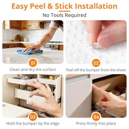 CHUNZEXI 200 PCS Clear Cabinet Door Bumpers - 1/4 Inch Diameter Silicone Door Stoppers for Cabinets and Drawers (Pack of 2) - size: 200 PCS ¼" (Pack of 2)