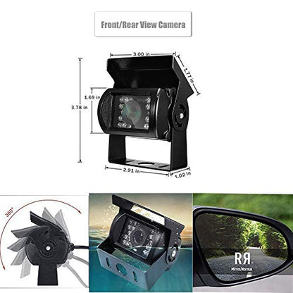 Backup Camera Kit 7 inch 4-Spilt Monitor Rear View Cameras with IP 67 Waterproof 18 IR Night Vision Car Camera for Tucks, RVs,Trailers,Bus,Vans + 4pcs 10m/393.7inch Cables Vehicle Backup Camera