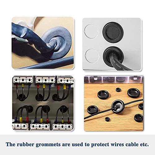 Vrupin 188 Pieces Rubber Grommet Kit – Rubber Plugs for Round Holes, Wiring, Electrical, Plumbing, and More - size: 7 Sizes-Black