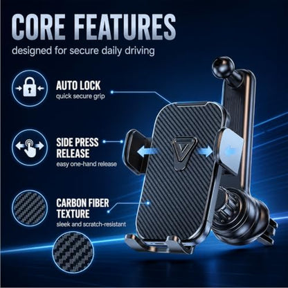 car phone holder vent mount,vent phone mount for car,car vent holder,car phone holder vent,vent phone holder,360-Degree Flexible Rotation Design,For Car Compatible With Iphone,Samsung,All 4–7” Phones