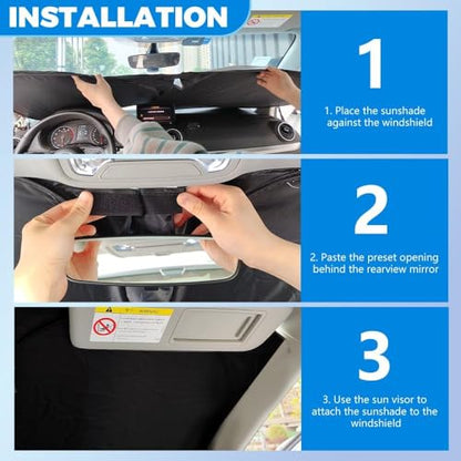 300T Thickened Automotive Glass Sunshade and Comes with Storage Bag,Keep Car Interior Cool,Universal Windshield Sun Shade Fit for Cars,Trucks,SUVs (L: 57.08 * 31.5 inch) - color: L(57.08 * 31.5 inch)