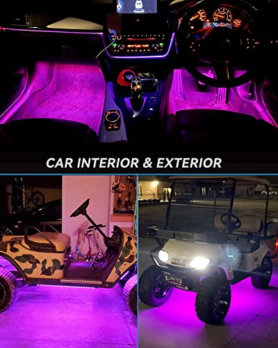 Keiurot 12V Led Light Strip Pink for Cars, 24Inch Connectable,4Pack - color: Pink Led Strip 24" Connectable