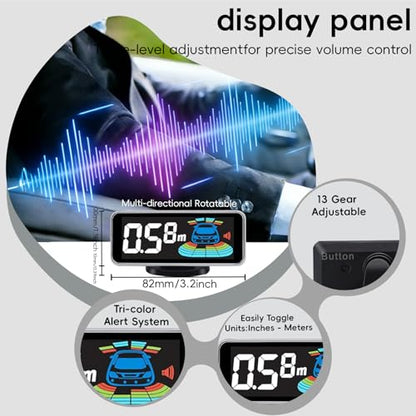 Backup Parktronic System 8-Sensor with LCD Display & Car Keychain,Distance Detection (Meter/Feet),English/Spanish/Beep Alert Options 20 Color Probes:8 Main Colors 20mm Compact Elegant Design - color: Gold