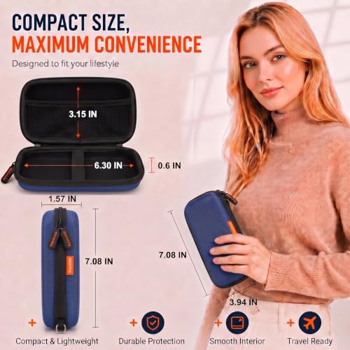 Small Hard EVA Carrying Case for Power Bank, External Hard Drive, Charger - color: Blue