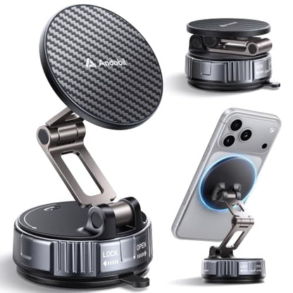 andobil 2026 Upgraded for Magsafe Car Mount [3-Axis Adjustable, 108LBS+ Strongest Scution] Vacuum Magnetic Phone Holders for Your Car, Rotatable Car Phone Holder Mount for iPhone 17 Pro Max 16 15 14