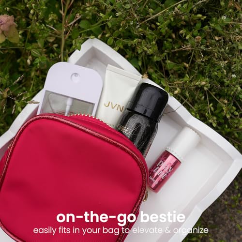 dreamie - Red, Travel Bag, Cute Heart Makeup Bag, Cosmetics, Electronics, Essentials, Car, Organizer, Easy to Clean, Smooth Gold Zipper, Portable, Luxury Nylon - Hot Tamale - color: Hot Tamale
