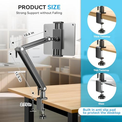 Jakeko 15.6" Portable Monitor Stand Tablet Arm Mount Holder Built-in Wrench - size: up to 15.6"