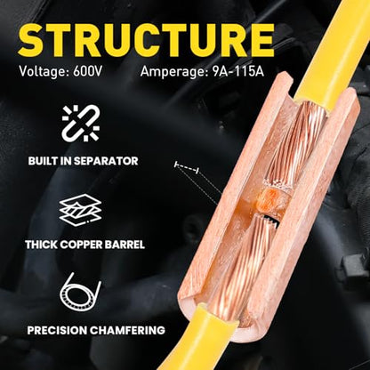 haisstronica 80PCS Non-Insulated Butt Connectors AWG 8-4 with Heat Shrink