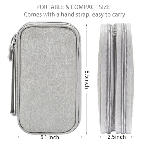 CAAORDKSO Travel Essentials 전자 정리함 케이스 테크 파우치, 코드 오거나이저 여행용 케이블 정리함 가방, 여행 액세서리, 충전기, 휴대폰, 보조 배터리, 하드 드라이브용 (라이트 그레이, 라지) - color: 라이트 그레이., size: Large