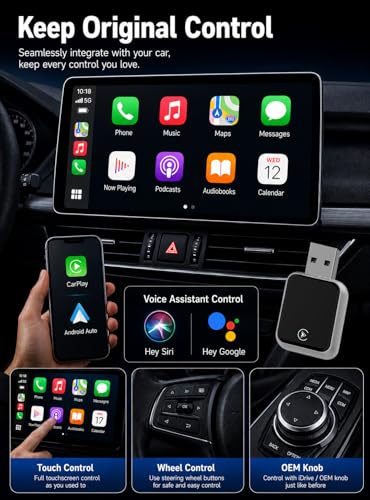 2026 Upgraded USB Wireless CarPlay Adapter for iPhone, Bluetooth 5.8 and Wi-Fi 6, Automatic & Zero-Delay Connection, Android auto Carplay Wireless Adapter for Android and iOS Systems. (Light Gray) - color: light gray