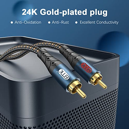RCA Cable Subwoofer Cable 2RCA Male to 2RCA Male Stereo Audio Cable Y Splitter 24K Gold-Plated Nylon Braided Double Shielded Digital Analogue Supports Amplifiers,Home Theater,Hi-Fi System(6.6ft/2m) - size: 6.6ft/2m, style: 2RCA to 2RCA