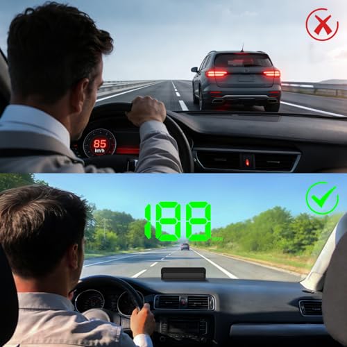 Heads up Display for Cars, Car HUD, GPS Speedometer,Head up Display for Car - color: Green
