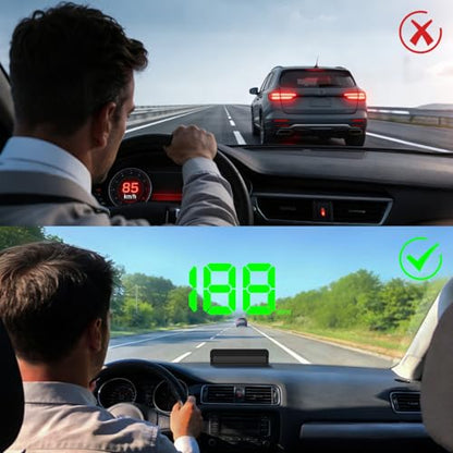 Heads up Display for Cars, Car HUD, GPS Speedometer,Head up Display for Car - color: Green